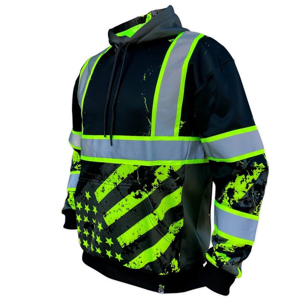 Safetyshirtz SS360 Stealth American Grit Enhanced Visibility Hoodie, Black, 4XL 65120503XXXXL